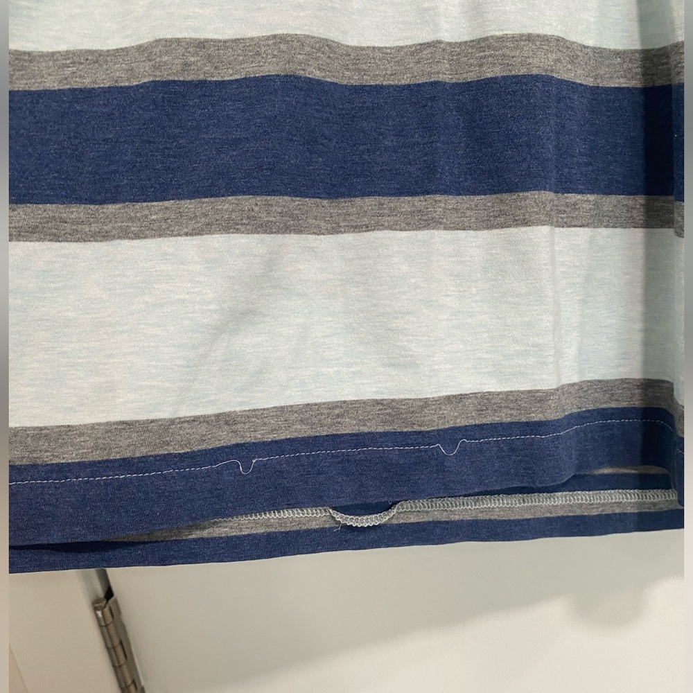 Patagonia Men's Polo Shirt - Navy & Light Gray Stripes - Picture 4 of 4